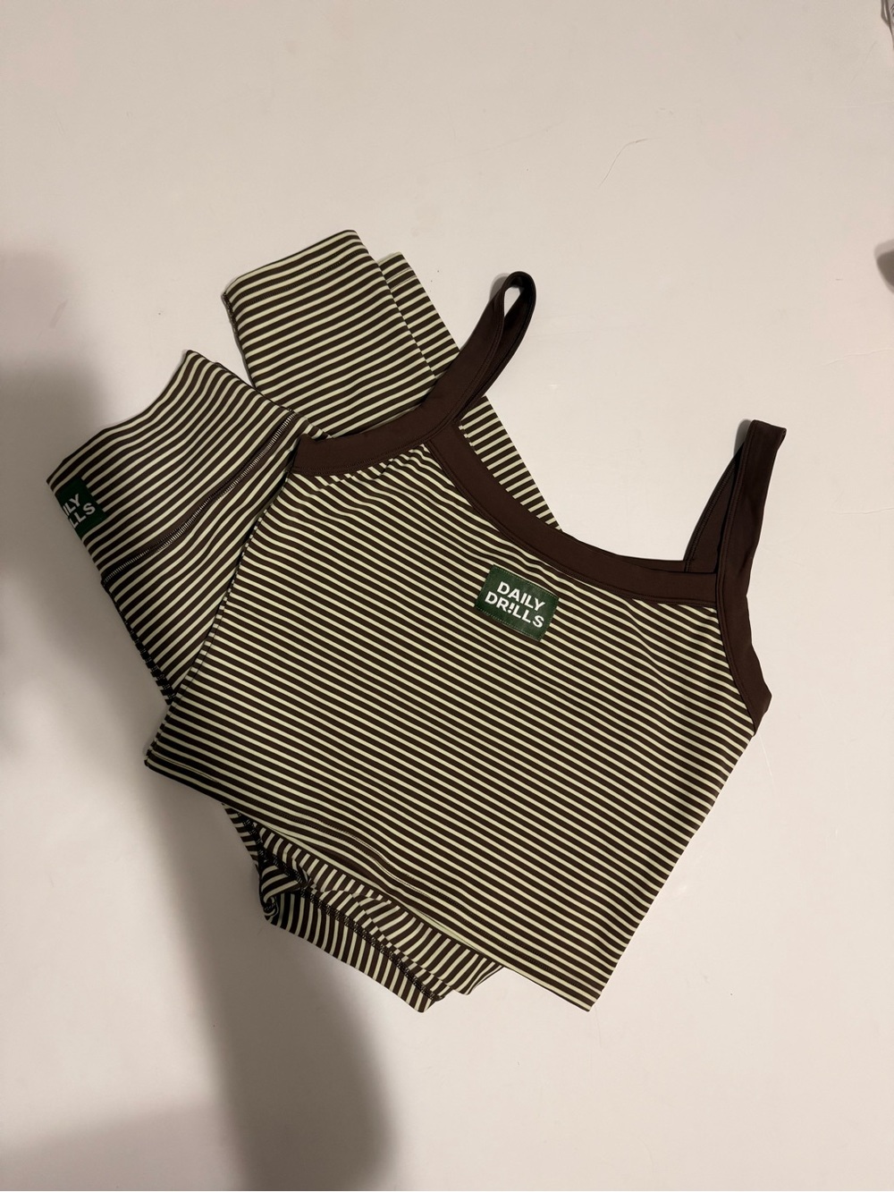 Daily Drills Play! Drill -Match + Mocha Stripe Tank and Leggings Set